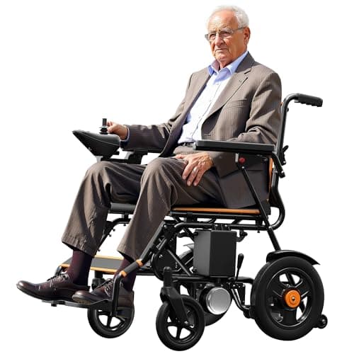 Electric Wheelchair, Foldable Wheelchair for Adults, 500W Motorized Wheelchair with 15+ Long Travel Range, All Terrain Portable Electric Wheelchair for Seniors Support 350LB