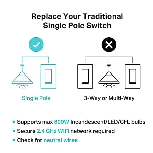 Kasa Matter Smart Dimmer Switch: Voice Control w/Siri, Alexa & Google Assistant | UL Certified | Timer & Schedule | Easy Guided Install | Neutral Wire Required | Single Pole | 2.4GHz Wi-Fi | KS225 8