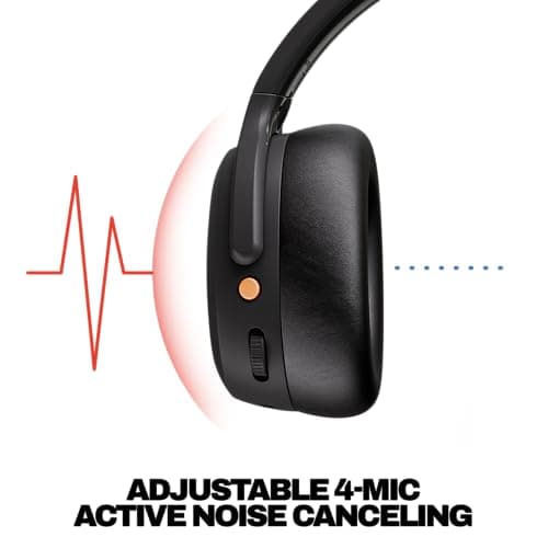 Skullcandy Crusher ANC 2 Wireless Over-Ear Bluetooth Headphones with Extra USB-C Charging Cable, Multi-Sensory Bass, Active Noise Cancelling, 60 Hours Battery, Microphone iPhone Android - True Black 5