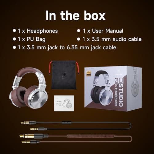OneOdio Pro-30 Over Ear Headphone, Wired Premium Stereo Sound Headsets with 50mm Driver, Foldable Comfortable Headphones with Protein Earmuffs and Shareport for Recording Monitoring Podcast PC 6
