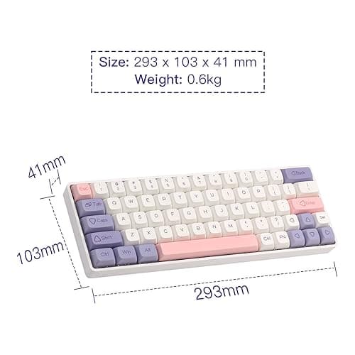EPOMAKER EP64 60% Mechanical Keyboard, Wireless Gaming Keyboard, 2.4GHz/Bluetooth 5.0/USB-C Custom Keyboard, Hot Swappable, NKRO, Programmable wtih Dye-sub PBT Keycap for Mac/Win (Wisteria Switch) 7