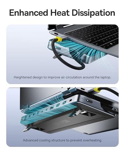 Baseus Laptop Docking Station Stand, 12 in 1 Triple 4K Display HDMI/DP, 10Gbps USB A/C Fast Data, PD 100W, Ethernet, TF/SD, USB C Docking Station with Stand for Windows/Dell/HP/Lenovo/Asus/Acer/Mac 8