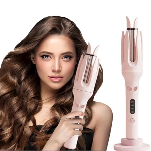 Automatic Curling Iron，Four Temperature Levels can be Selected，Rotating Curling Iron，Diameter 28mm ，Anti-Tangle Rotating Curling Wand for Hair Styling,Pink