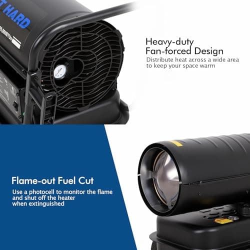 BILT HARD 135,000 BTU Forced Air Kerosene Diesel Heater with Wheels, Portable Torpedo Space Heater with Thermostat Control for Outside, Jobsite, Garage, and Construction Sites, CSA Certified 4