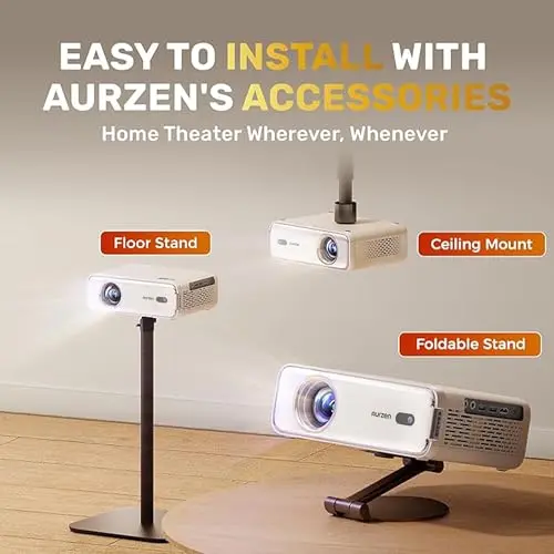 Aurzen EAZZE D1 Smart Projector with WiFi and Bluetooth, Officially-Licensed APP, Auto Focus/Keystone, DoIby Audio 16W Speakers, Native 1080P, HDR10, 4K Support, Portable Mini Outdoor Movie Projector 6