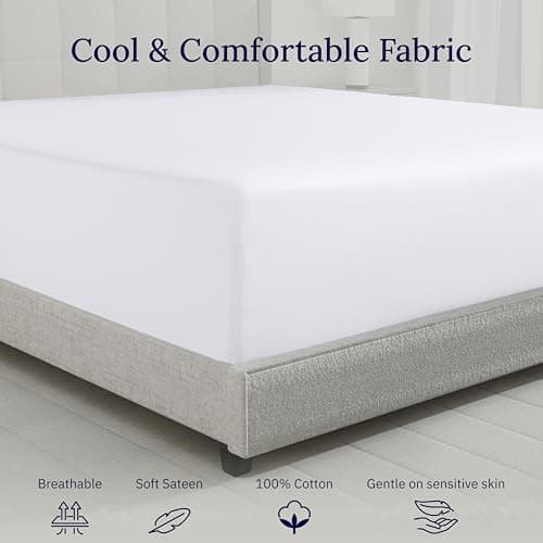 California Design Den Queen Size Fitted Sheet Only - 100% Cotton, 600 Thread Count, Soft Deep Pocket Bottom Fitted Sheet, Sateen Weave, Premium-Feel Bedding, Featuring Foot Side Indicator - White 5