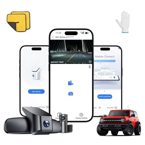 Wefoka 4K Dash Cam Fit for Ford Bronco 2021 2022 2023 2024, Does Not Fit 2025 Bronco, Does Not Fit Ford Bronco Sport, WiFi & App, 128GB Card (F10pro)