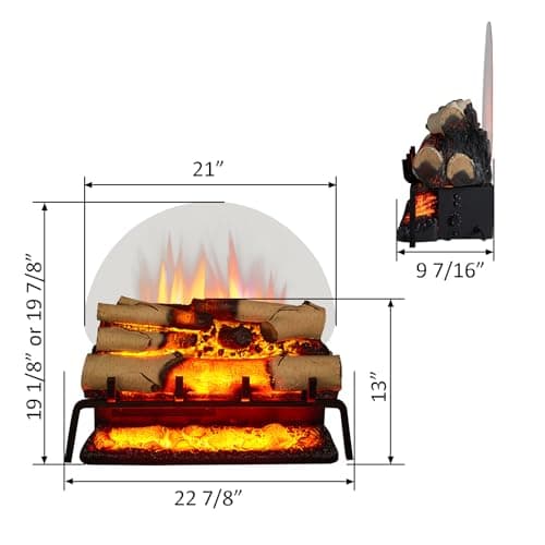 LegendFlame 23" W Free Standing Electric Fireplace White Birch Log Set (EF290A-WB), Fireplace Insert, Heater 750W/1500W, Crackling Sound, Remote Control 5