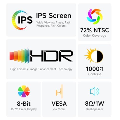 AYY Portable Monitor for Laptop 15 Inch, FHD 1080P USB-C HDMI Travel Monitor External for Computer, Second Display HDR IPS Gaming Monitor Extender for PC MAC Phone PS4/5 Xbox Switch, Built-in Speakers 9