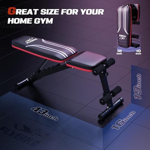 FLYBIRD Foldable Weight Bench with Resistance Bands, 8 Backrests Fast Adjustable FID for Home Gym Full Body Workout, Easy to Storage for Small Apartment 6