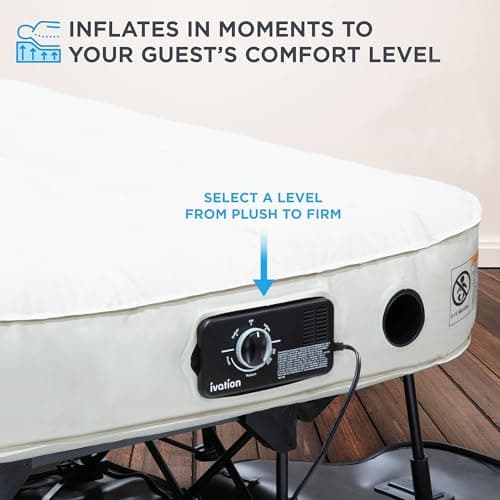 Ivation EZ®-Bed (Full) Inflatable Air Mattress with Frame & Built-in Pump - 3 Min Self Inflate/Deflate - Raised Blow up Bed with Legs, Auto Shut Off, Premium Coil Design, Wheeled Portable Case 5