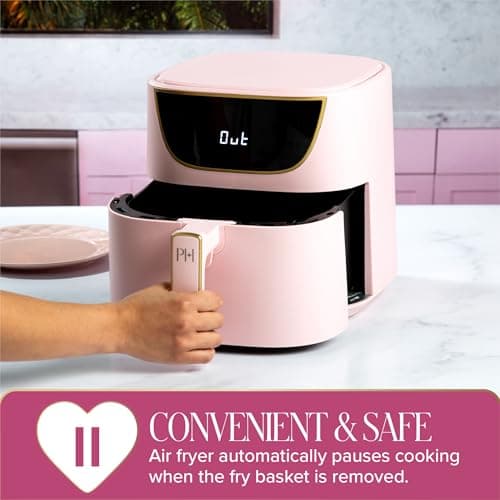 Paris Hilton Air Fryer, Large 6-Quart Capacity, Nonstick Made without PFAS, Touchscreen Display, 8-in-1 (Air Fry, Roast, Broil, Bake, Reheat, Keep Warm, Pizza, Dehydrate), Dishwasher Safe, Pink 6