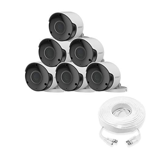 Wisenet SDC-89445BF/89447BF 5MP CCTV Surveillance Weatherproof Bullet Security Camera 82ft IR Distance Plastic Housing 3.6mm Lens 104° Wide Angle (Six Pack)
