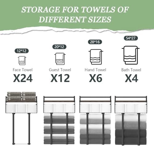 Loteba Towel Rack Wall Mounted for Bathroom. Multi-Functional Bath Floating Shelves with Towel Rack, Paper Holder and Storage Basket Over The Toilet for RV Camper or Small Space 7