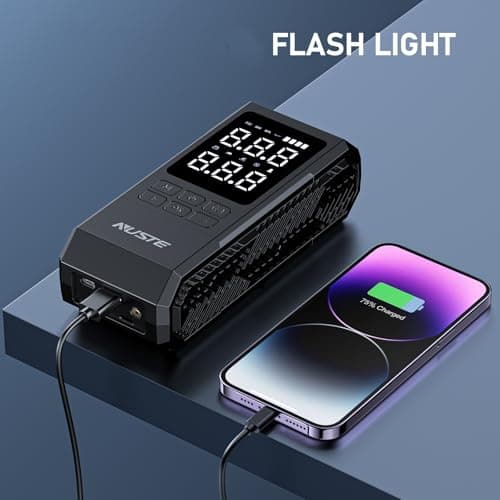 NUSTE Tire Inflator Portable Air Compressor, Air Pump for Car Tires with Digital Pressure Gauge, 150PSI Rechargeable Battery, LED Light, Cordless Bike Tire Pump for Car, Motorcycle, Bicycle 7