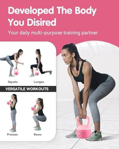 Soft Kettlebell - Cushioned Impact-Resistant Base and Anti-Slip, Kettle bell Anti-Slip Grip Weight for Home Workouts, Safe Strength Training Kettlebells Sets for Women & Men, With Non-slip Gloves (Pink, 15 LB) 7