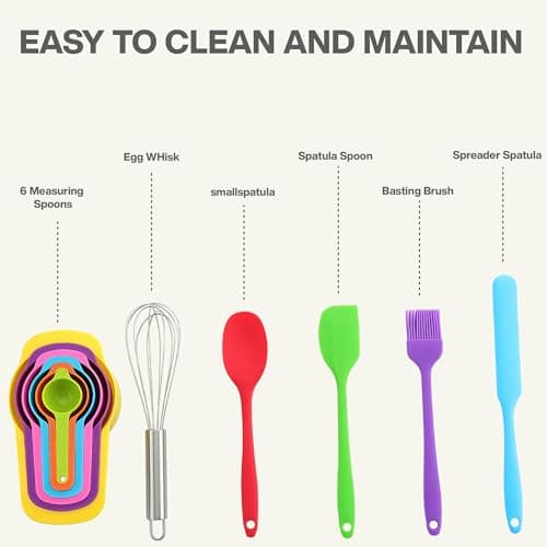 Mixing Bowls with Lids Set, 7PCS Mixing Bowl set for Baking Cooking Prepping & Food Storage, Stainless Steel Mixing Bowls Multi-Color, Includes Measuring Cups Spoon brush whisk and Bowls for Kitchen 8