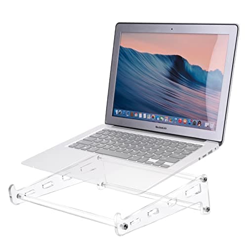 QUPIVA Acrylic Laptop Stand for Desk, Clear Ventilated Computer Stand Holder for Desk, Ergonomic Acrylic Sturdy Laptop Riser Compatible with MacBook Air Pro Dell Lenovo Thinkpad ASUS 9-16 Inch
