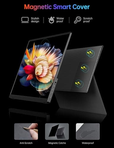 WGK Portable Monitor 14 Inch FHD1200P Ultra-Slim for Laptop Monitor, USB-C HDMI Plug&Play,100% SRGB External monito,Dual Speakers Extender Display. with Smart Cover for Laptop,PC Phone Xbox PS4/5 7