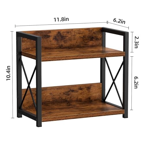 Giikin Countertop Shelf Organizer, 2 Tier Kitchen Spice Rack for Countertop, Wood Coffee Counter Shelf Organizer for Home (Brown, S) 6