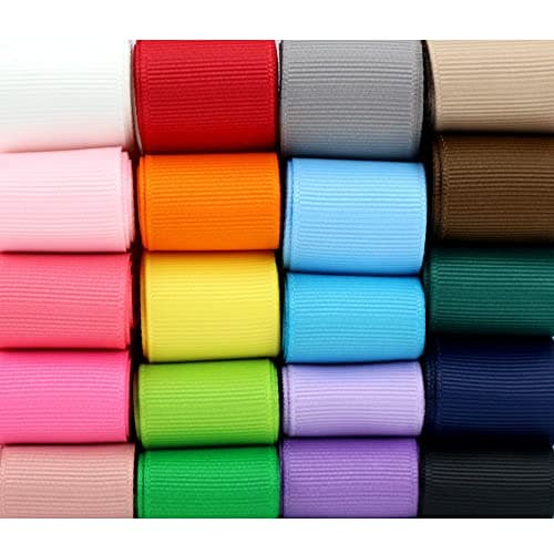 Midi Ribbon Grosgrain Ribbon 1 inch Ribbon 20 Solid Color Assortment, 1" X 2 Yard Each, Total 40 Yds Per Package, Thin Grosgrain Thick Fabric Ribbons for Crafts, Hair Bow Supplies 6