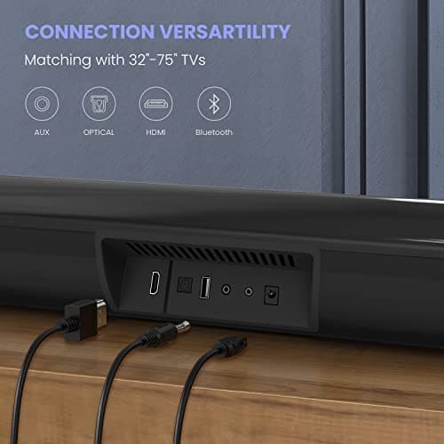 Sound bar, BESTISAN Soundbar Wired and Wireless Bluetooth 5.0 HDMI-ARC Speaker for TV (28 Inches, HDMI-ARC Connection, Optical Cable Included, DSP, Bass Adjustable, Wall Mountable) 5
