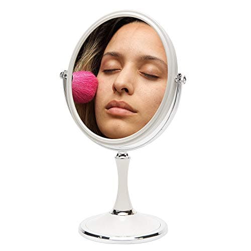 YEAKE Vintage Table Mirror with Stand 8-inch Double Sided Swivel 1X/3X Magnification Desk Mirror with Silver Style 13 Inch Height Standing Tabletop Makeup Vanity Mirror(Oval) 7