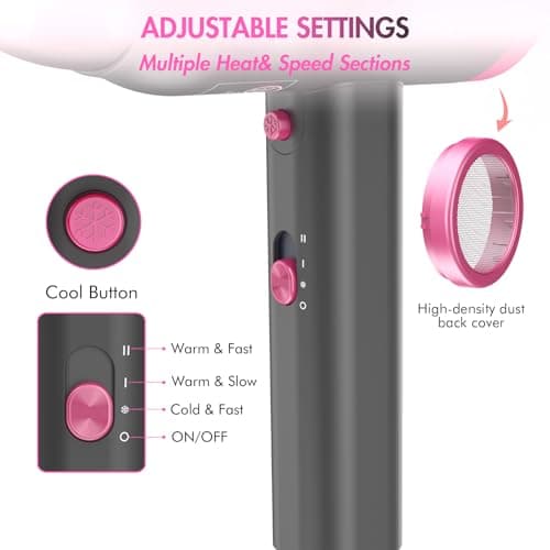 ANIEKIN Hair Dryer, 1875 Watts Fast Drying Blow Dryer with Diffuser and Concentrator, Compact Lightweight Hair Dryer for Women and Men 7