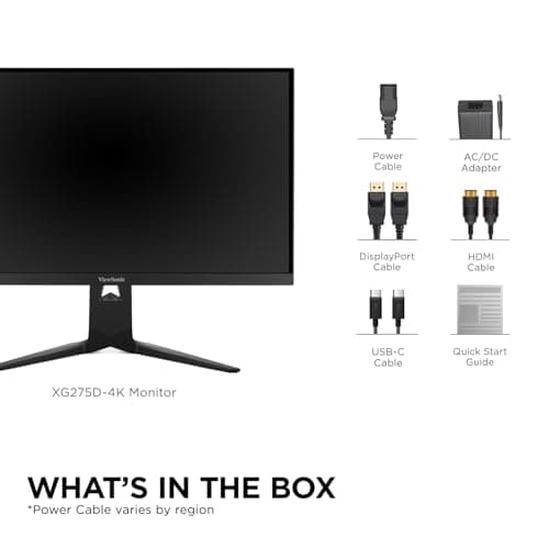 ViewSonic XG275D-4K 27 Inch 4K UHD Gaming Monitor with Switchable Refresh Rate Up to 320Hz, 0.5ms Response Time, AMD FreeSync Premium, Advanced Ergonomics, HDMI, DisplayPort, and 65W USB-C 9