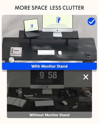 FLEXISPOT Standing Desk with Monitor Stand, 55 x 24 Inches One-Piece Electric Height Adjustable Computer Desk with Cup Holder, Home Office Desks (Black Frame+ Black Top) 5