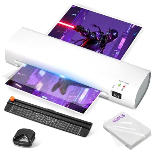 A4 Thermal Laminator with Trimmer & Corner Rounder, 9 Inch Portable Laminator Machine for Home, Office, School, Business, Anti-Jam Tech & 40 Sheets Included