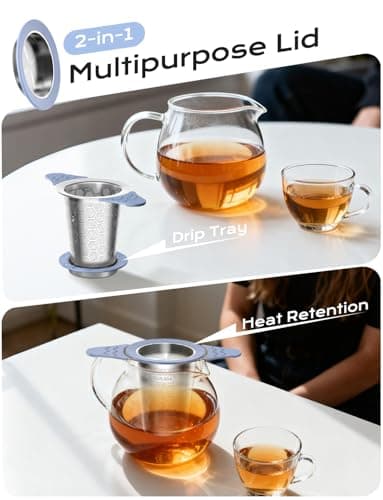 CTIANWXY Tea Infuser for Loose Leaf Tea,Stainless Steel Tea Infuser with Heat Proof Silicone Handles,Extra Fine Mesh Tea Strainers Filter Fine Tea Leaves Effectively,Fits TeaPots/Mugs 5
