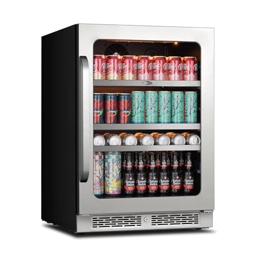 Whynter Beverage Refrigerator 24 Inch Drink Fridge with Glass Door Beverage Cooler 140 Cans Under Counter Beverage Fridge Freestanding 3 LED 34-54°F for Beer Home Bar Premium Series 5.65 cu.ft