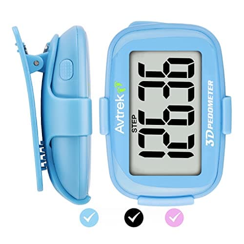 AVTREK Accurate 3D Step Counter Pedometer Tracker for Walking Simple Pocket Pedometer Clip on (Blue)
