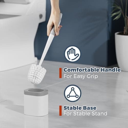 Holaloha Toilet Brush, 2 Pack Toilet Brush and Holder Set Bathroom Accessories, Toilet Bowl Brush and Holder for Bathroom, White 5