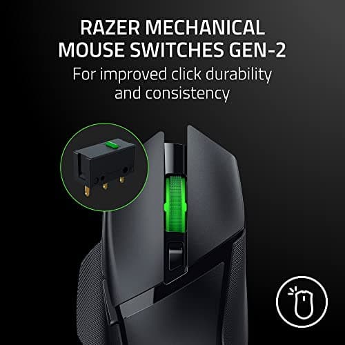 Razer Basilisk V3 X HyperSpeed Gaming Mouse - Optical - Wireless - Bluetooth/Radio Frequency - 2.40 GHz - Black - USB - 18000 dpi - 7 Button(s) - 7 Programmable Button(s) - Right-handed - 1 x AA Batte 6