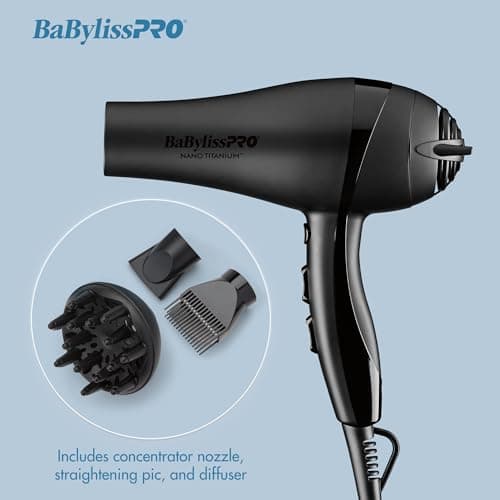 BaBylissPRO Nano Tianium Limited Edition Black and Blue Professional Ionic Hair Dryer 6