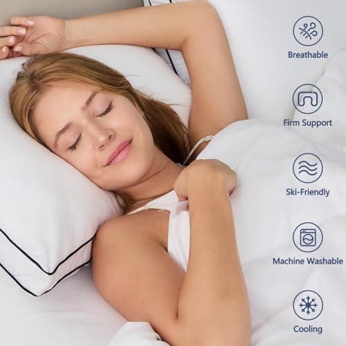 CozyLux Pillows King Size Set of 2, Soft and Supportive 3D Down Alternative Bed Pillow for Sleeping 2 Pack White, Luxury Hotel Quality Gusseted Bedding Pillows for Back, Stomach or Side Sleepers 18x34 5