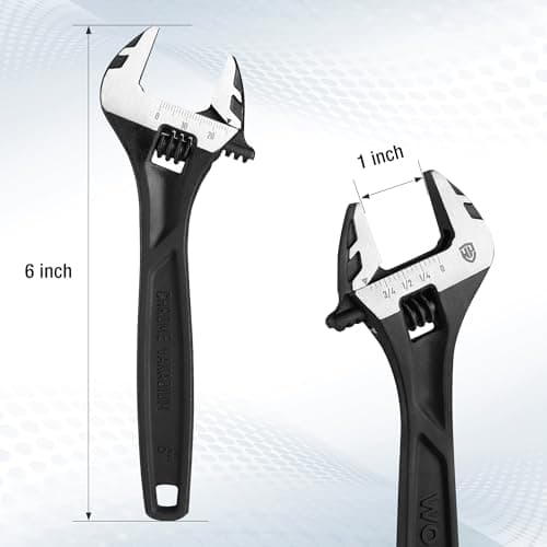 WORKPRO 6" Adjustable Wrench, Black Oxide Wrench 6 Inch with Inch/Metric Scale, Premium Cr-V Steel 5