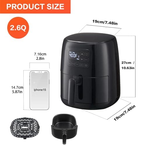 2.6 Quart 1300W Air Frying Oven with Touch Control Panel, Preheat, Quick Control, 100 Optional Menu and Customisable Menu 7