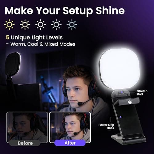 Webcam Streaming Kit with USB RGB Microphone & LED Light – 1080P 30FPS Streaming Camera Bundle for Twitch, YouTube, Podcasting, WFH – PC & Mac Compatible (Console Requires Computer & Capture Card) 6