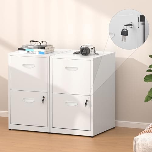TIMELESS PIECES 2 Drawer File Cabinet with Lock,White Small Filing Cabinet for Home Office, Metal Vertical File Under Desk Cabinets for A4/Letter,Assembly Required 6