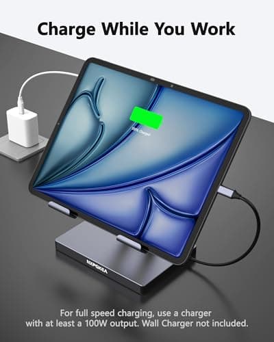 iPad USB C Hub Stand, 9-in-1 Multiport Adapter for iPad Pro M4 M3 M2 13 12.9 11 Inch Docking Station Foldable with 4K60Hz HDMI, RJ45 Gigabit Ethernet, SD/TF Card Reader, USB 3.0, 3.5 mm Audio 5