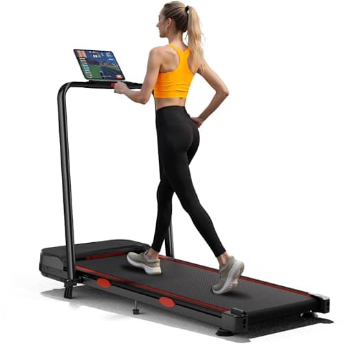 12% Incline Walking Pad Treadmill with Handle Bar, Portable Treadmill for Home with Desk and Console, Compact Walking Pads for Small Spaces (with Handle)
