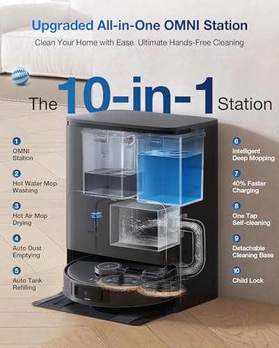 ECOVACS DEEBOT T30S Care Robot Vacuum and Mop, 11000Pa, ZeroTangle Technology, TruEdge Adaptive Edge Mopping, Hot Water Mop Washing, Self-Emptying, Self Refilling, Auto-Mop Lifting, Obstacle Avoidance 5