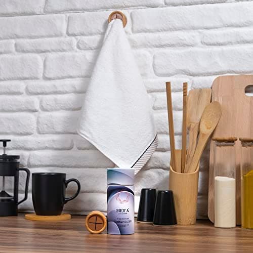 HEFA Self Adhesive Dish Towel Holder Hooks, No Drill Organizer for Cabinet Door, Sink Area or Bathroom, Space Saving Design, 4 Pack 7