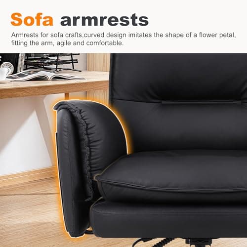 IWMH Office Chair for Home, 400lbs Heavy Duty Big and Tall Executive Desk Chair with Ergonomic Lumbar Support, PU Leather Adjustable Height Computer Chairs for Women (Black) 7