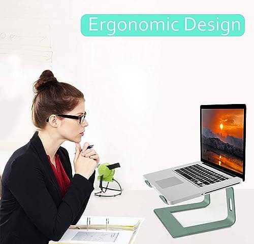 Orionstar Laptop Stand Aluminum Laptop Riser Compatible with Mac MacBook Air Pro 10 to 15.6 Inch Notebook Computer, Ergonomic Elevator Holder (Green) 7