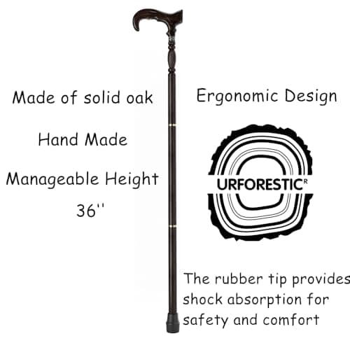 URFORESTIC Handmade Wooden Walking Cane,Solid Wooden Cane for Men and Women, Ergonomic Walking Stick for Senior, Elderly,36 Inch Height(Dark Brown) 5