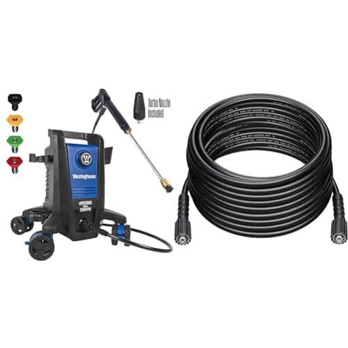 Westinghouse ePX3500 Electric Pressure Washer & 50 ft PVC Pressure Washer Hose - 3200 Max PSI - for Gas and Electric Pressure Washers
